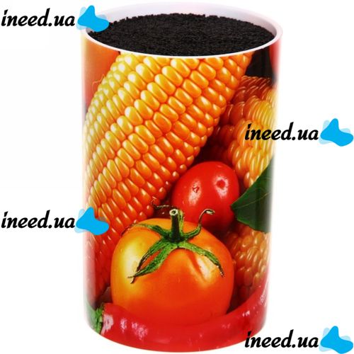 Настольная подставка для ножей 22 см Universal Knife Holder круглая с черным наполнителем из полипропиленового волокна на кухню 110*110*220 мм