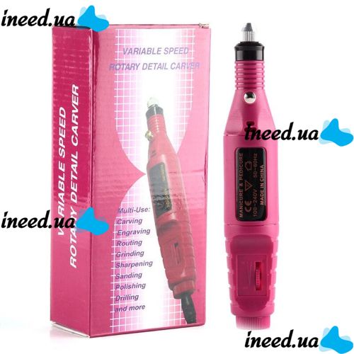 Bucos Nail Drill ZS-100 Handheld Polisher (20,000 rpm) for Professional Manicures and Pedicures—6-in-1 Polishing Handpiece, + Bit Set—Pink