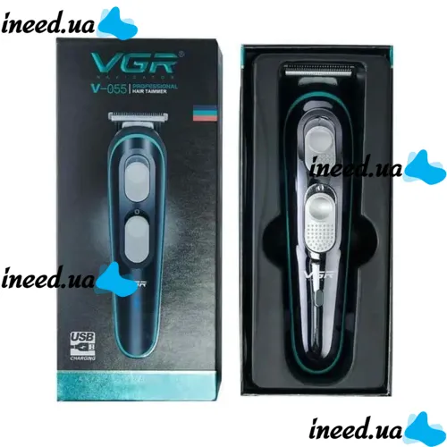 Беспроводная универсальная машинка VGR V-055 для стрижки и бороды 10W, Аккумуляторный окантовочный триммер для ухода за бородой и усами с насадками