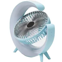 Настольный аккумуляторный вентилятор Colorful Desktop Fan FH-668 со светодиодной RGB подсветкой 5W, Вращающийся беспроводной охладитель воздуха