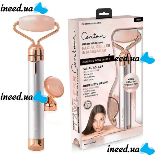 Вибромассажер роллер для лица Flawless Contour массажный ролик с двумя насадками на батарейках, электрический массажер для массажа, ролик-массажер