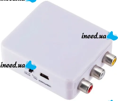Конвертер переходник VGA на AV RCA тюльпан, Универсальный активный адаптер со звуком и внешним питанием VGA-AV Аудио 3.5 mm Converter Mini 1080P