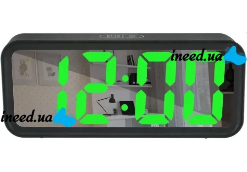 Електронні настільні годинники Clock DT - 6508 із зеленою LED підсвічуванням з будильником, датою і термометром, Світлодіодні зелені з USB від мережі