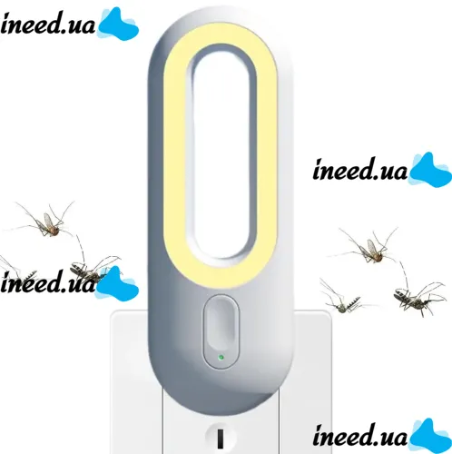 Ультразвуковая ловушка светильник ночник от комаров и мух MigMax Ultrasonic mosquito repellent light 2в1 в розетку, Лампа отпугиватель насекомых от сети