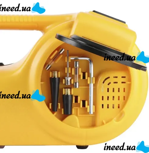 Электрический автомобильный домкрат с компрессором и гайковертом Dewalt ZS3SJ-BC DC12V в кейсе, Набор автомобилиста с насосом 3в1 в чемодане Желтый