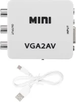 Конвертер переходник VGA на AV RCA тюльпан, Универсальный активный адаптер со звуком и внешним питанием VGA-AV Аудио 3.5 mm Converter Mini 1080P