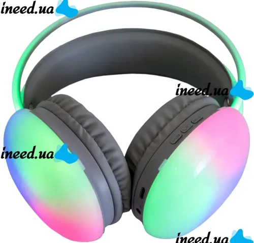 Накладные беспроводные наушники Bluetooth Welike WK-30 с RGB подсветкой Полноразмерные блютуз стереонаушники с портом AUX для компьютера и ноутбука