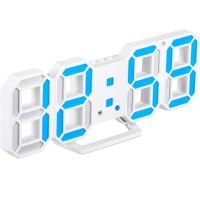 Электронные настольные 3D часы с синей LED подсветкой Generic LY-1089, Светодиодные цифровые настенные часы с будильником и датой Белые