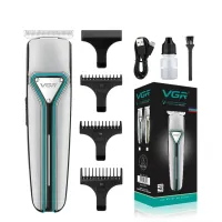 Бездротова акумуляторна USB машинка VGR V-008 для стрижки вусів і бороди, портативний акумуляторний тример бритва для чоловіків Сріблястий