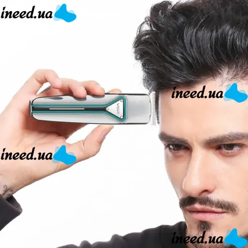 Бездротова акумуляторна USB машинка VGR V-008 для стрижки вусів і бороди, портативний акумуляторний тример бритва для чоловіків Сріблястий