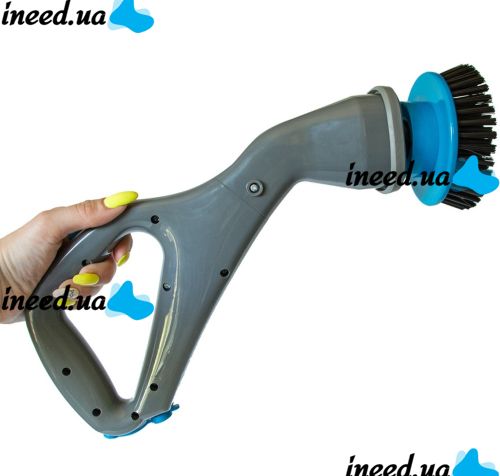 Беспроводная щетка для уборки Hurricane Muscle Scrubber 4 насадкия, Аккумуляторная чистящая щётка от USB с насадками для чистки поверхностей Серая