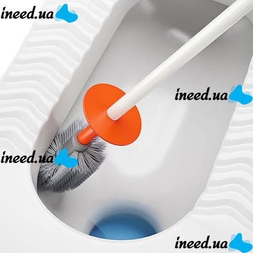 Туалетный ершик Toilet brush AND-7-10 с силиконовой плоской щеткой для чистки унитаза с креплением на стену, Навесной ёршик 40x10,5x9,7 см Белый
