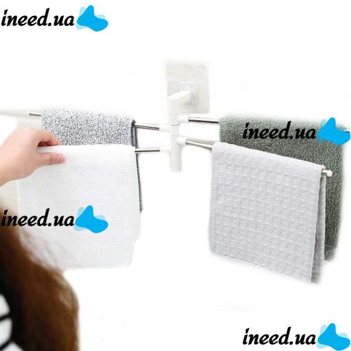 Универсальный настенный полотенцесушитель держатель для ванной 4-Bar Towel Rack на 4 полотенца, Вешалка органайзер для полотенец 4 держателя Белый