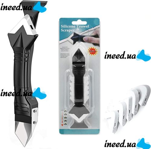 Пластиковый силиконовый шпатель скребок для герметика и силикона Silicon Trowel Scraper GS-3991P, Набор из 5 насадок для удаления заделки швов