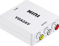 Конвертер переходник VGA на AV RCA тюльпан, Универсальный активный адаптер со звуком и внешним питанием VGA-AV Аудио 3.5 mm Converter Mini 1080P