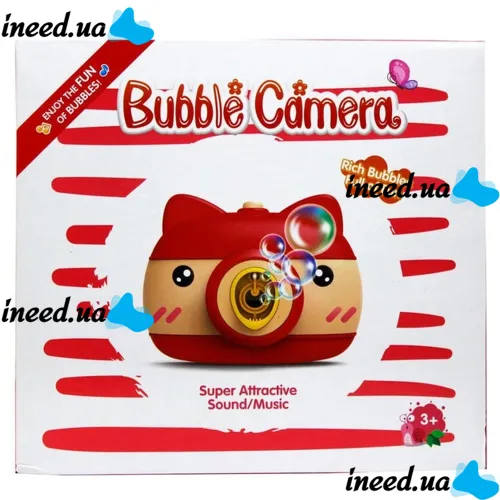 Детский генератор мыльных пузырей Свинка Bubble Camera HJ-458 в виде фотоаппарата, Игрушка фотоаппарат для пускания мыльных пузырей на батарейках