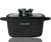 Кухонный набор посуды Bellmax Cookware Set BM-132 3 казана и сковорода для приготовления еды , Кастрюли с крышками и гранитным покрытием 9 предметов