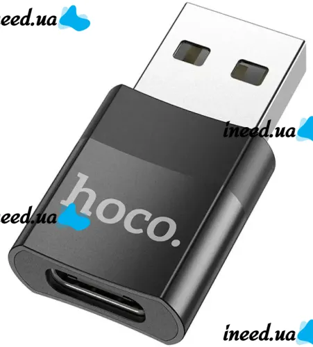 Универсальный переходник Hoco UA17 USB to Type-C с функцией зарядки и передачи данных до 480 Мбит/с, Адаптер Хоко юсб на USB-C 3A 60W Черный
