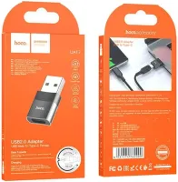 Универсальный переходник Hoco UA17 USB to Type-C с функцией зарядки и передачи данных до 480 Мбит/с, Адаптер Хоко юсб на USB-C 3A 60W Черный