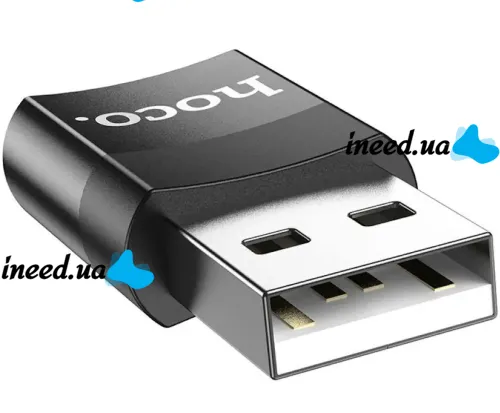 Универсальный переходник Hoco UA17 USB to Type-C с функцией зарядки и передачи данных до 480 Мбит/с, Адаптер Хоко юсб на USB-C 3A 60W Черный
