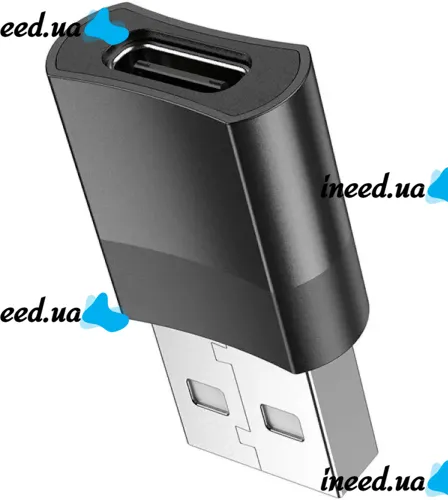 Универсальный переходник Hoco UA17 USB to Type-C с функцией зарядки и передачи данных до 480 Мбит/с, Адаптер Хоко юсб на USB-C 3A 60W Черный