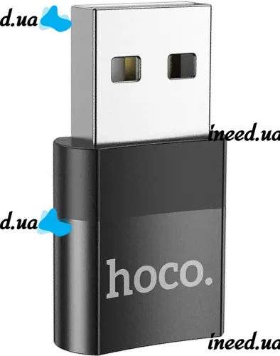 Универсальный переходник Hoco UA17 USB to Type-C с функцией зарядки и передачи данных до 480 Мбит/с, Адаптер Хоко юсб на USB-C 3A 60W Черный
