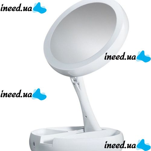 Desktop Round Cosmetic Mirror with LED Backlight My Fold Away For Makeup , Folding Magnifying 10x Mirror Transformer with Organizer