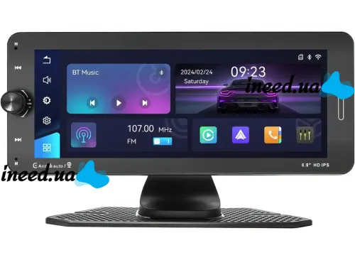 Автомобильный сенсорный монитор экран Carplay 601W 6.9" дюймов дисплей, Беспроводная автомобильная Bluetooth стереосистема FM IOS Android на присоске