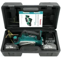 Аккумуляторный рубанок по дереву Makita DKP180 36V 5AH 2 аккумулятора Беспроводной электрорубанок Макита PCP36V 11000 об/мин 36В 5Ач в кейсе Синий