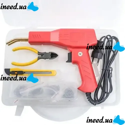 Электрический паяльник степлер Plastic Welding Gun H50 для пластика со скобами разных видов, Пистолет для пайки пластмассы и бамперов от сети 220V