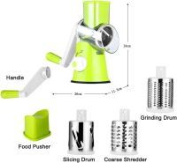 Многофункциональный мультислайсер Kitchen Master овощерезка для нарезания овощей и фруктов 3 насадки, Ручная овощерезка терка Китчен Мастер Зеленая