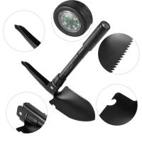 Tourist folding sapper shovel Tramp TR-55, pick, saw, opener with compass 5 in 1 made of steel, Black, tactical, car in a case