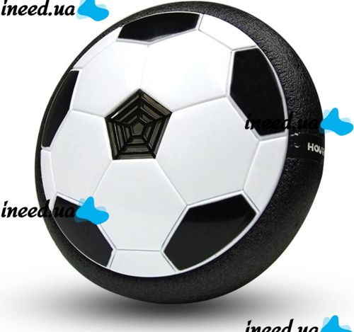 Электрический летающий мяч Hoverball, Детский аэромяч воздушный ховербол с LED подсветкой и музыкой для игры в футбол на батарейках Черно Белый