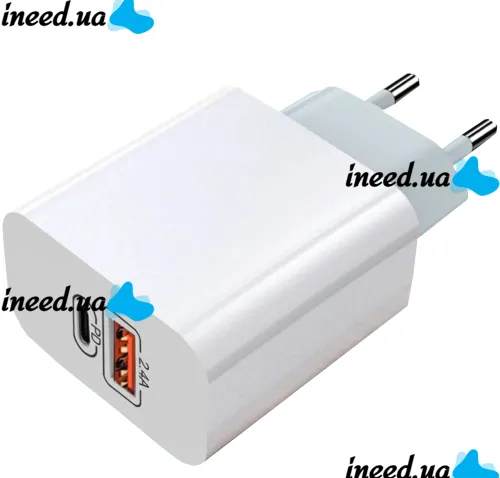 Сетевое зарядное устройство адаптер Adopter with Wire PDA USB TYPE-C на 2 порта 12W, Блок питания зарядка Fast Charge 2.4A для телефона 12Вт Белый