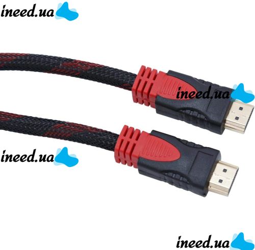 Усиленный кабель Hdmi to Hdmi 5м 1080p в обмотке Кабель-удлинитель HDMI-HDMI 5m 5 m, 5 м для монитора и телевизора в оплетке Черно Красный