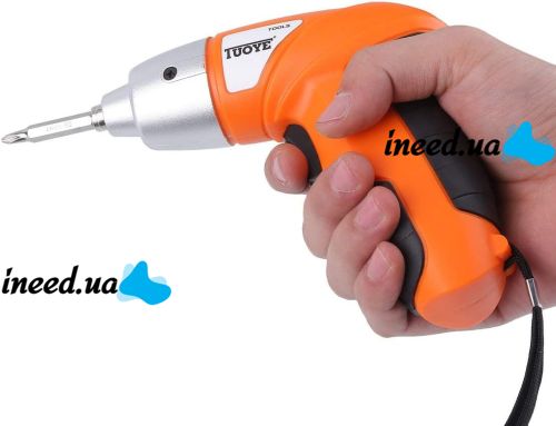 Беспроводная электроотвертка Tools Tuoye Cordless Screw, Аккумуляторный мини шуруповерт с 4 битами и адаптером, Электро отвертка 4 биты в комплекте