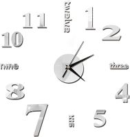 Большие 3D бесшумные настенные часы Diy Clock ZH01510 Grey 90 см, Бескаракасные самоклеющиеся 3Д часы Цифры на стену для дома, офиса Серые