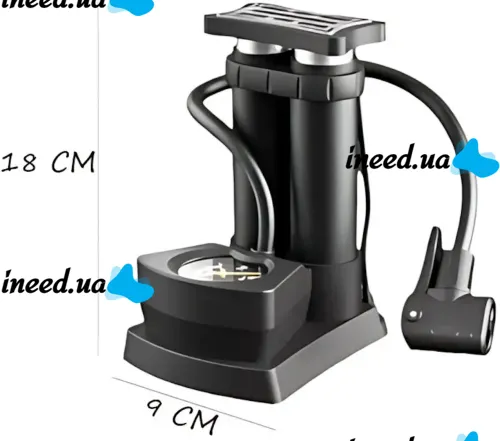 Велосипедный ножный насос Air pump AND S98-2409-Y с нипелем и манометром, Двухцилиндровый компрессор 160PSI для накачивания колес велосипеда и мячей