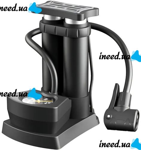 Велосипедный ножный насос Air pump AND S98-2409-Y с нипелем и манометром, Двухцилиндровый компрессор 160PSI для накачивания колес велосипеда и мячей