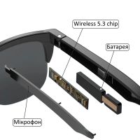 Умные солнцезащитные очки Cykote F-06 Bluetooth с микрофоном и динамиком, Универсальные водонепроницаемые блютуз очки для защиты от солнца Черные