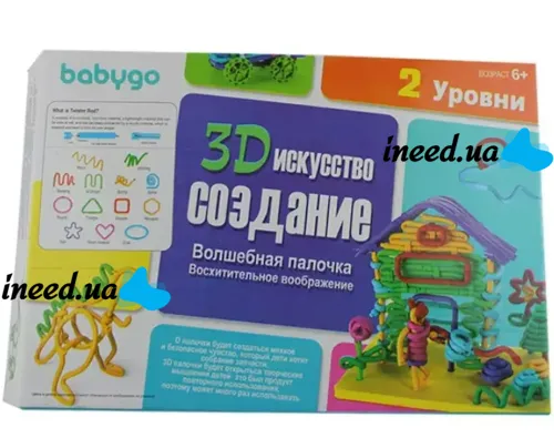 Детский гибкий конструктор Волшебные палочки Babygo 2 уровень 62 детали, Игра гнущийся конструктор с гибкими деталями 3D для детей Разноцветный