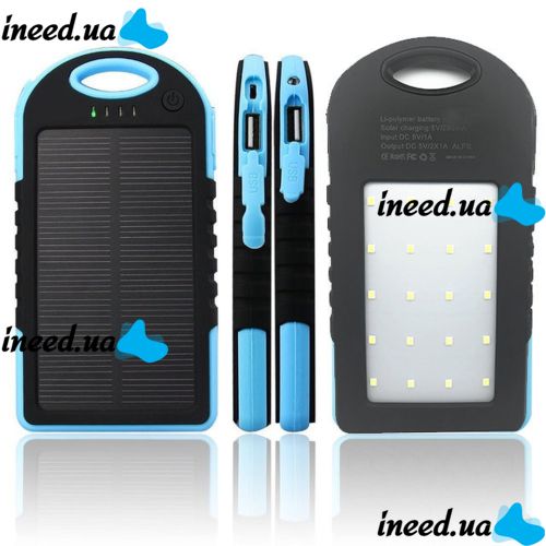 Портативное зарядное устройство Power Bank Solar Charger 50000 mAh c Led фонариком и карабином на солнечной батарее, внешний аккумулятор 2, павербанк