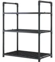Кухонная полка органайзер Kitchen Storage Rack YX544-4 для хранения кухонных принадлежностей 3 яруса уровня, Стойка стеллаж с крючками для кухни