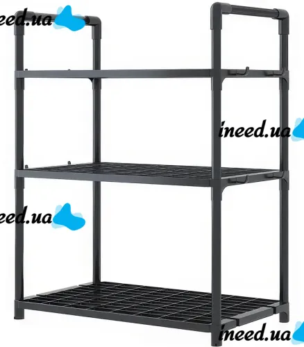 Кухонная полка органайзер Kitchen Storage Rack YX544-4 для хранения кухонных принадлежностей 3 яруса уровня, Стойка стеллаж с крючками для кухни