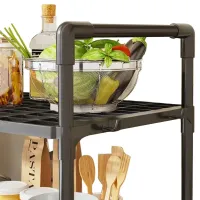 Кухонная полка органайзер Kitchen Storage Rack YX544-4 для хранения кухонных принадлежностей 3 яруса уровня, Стойка стеллаж с крючками для кухни
