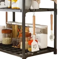 Кухонная полка органайзер Kitchen Storage Rack YX544-4 для хранения кухонных принадлежностей 3 яруса уровня, Стойка стеллаж с крючками для кухни