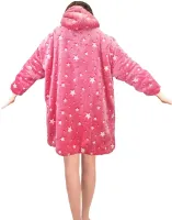 Светящийся взрослый худи толстовка Huggle Hoodie Stars Dream 2в1 унисекс оверсайз толстовка-плед с карманом и капюшоном на флисе 126х180 Розовая