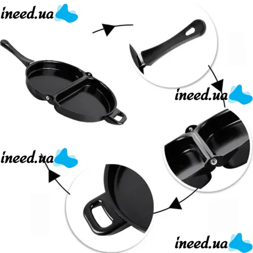 Подвійна сковорода для омлету Folding Omelette Pan 28 см складна антипригарна омлетница, двосторонній горизонтальний прилад для приготування яєць