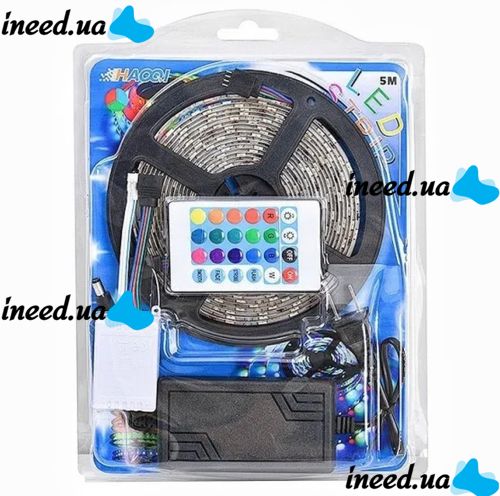 Set of LED LED strip 5050 RGB RGB All Colors 12V Color 5m remote control unit, multicolor in silicone SMD505050 multicolor LED strip