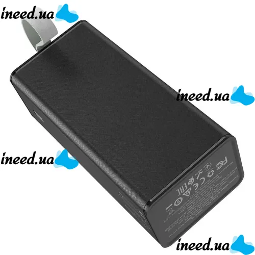 Внешний аккумулятор с быстрой зарядкой Power Bank Hoco J86 40000mAh 22.5W, Портативная батарея повербанк Хоко 18W с фонариком и ремешком Черный
